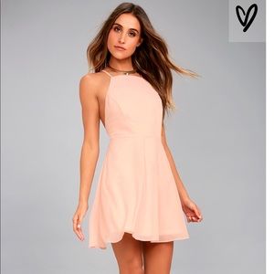 Lulu’s Letter of Love Blush Backless Skater Dress